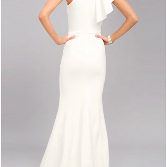 TS COURTURE Royal Blue SIZE 4 Halter gown ONE SHOULDER with RUFFLE -  NWT - Picture 4 of 5